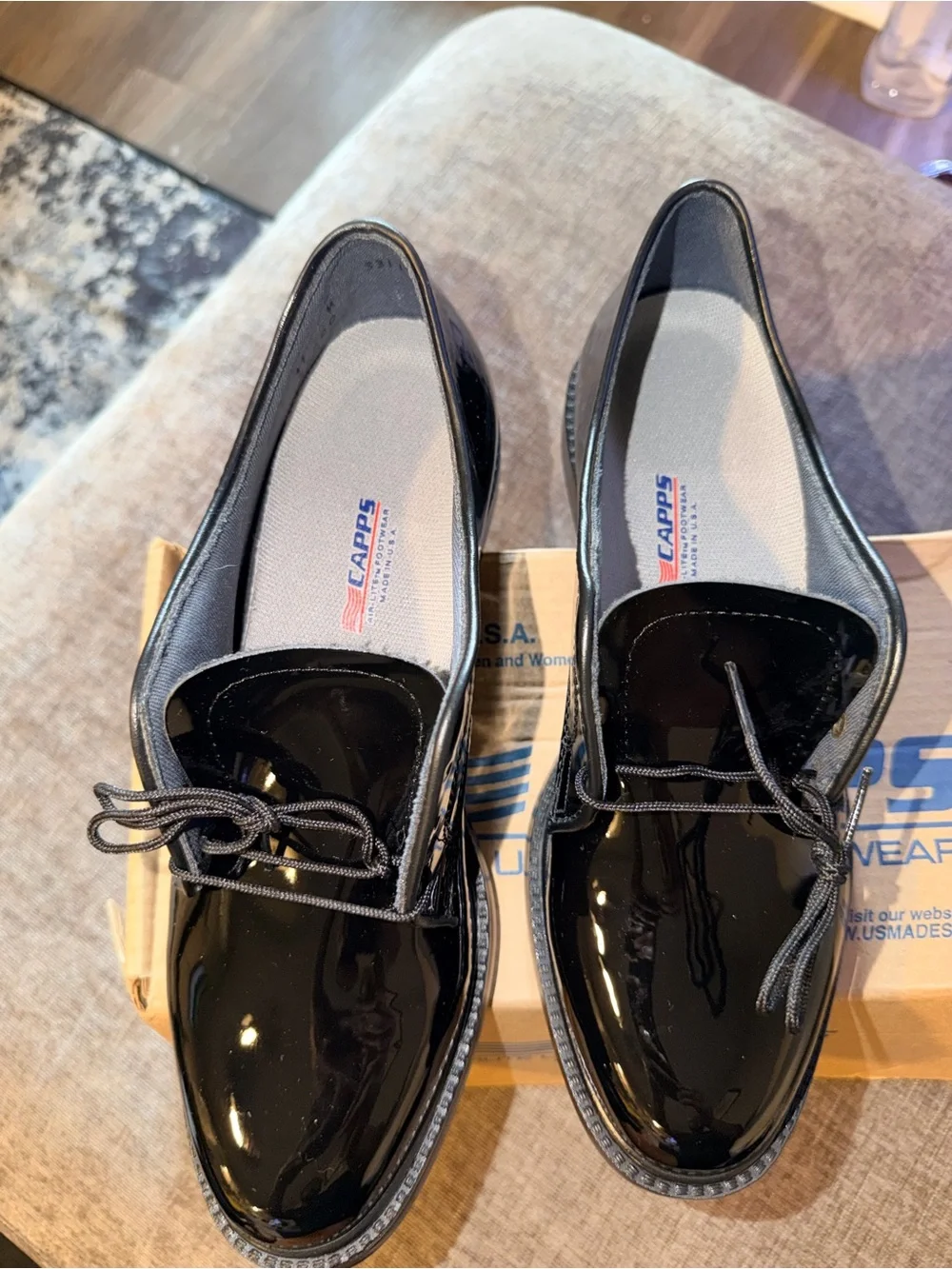 CAPPS Women’s Black Patent Leather Oxford Uniform‎ Dress Shoes Size 11M